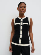 Indigo Contrast Knit Waistcoat - Black and Cream