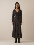 Black Floral Ruched Ines Maxi Dress