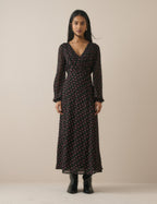 Black Floral Ruched Ines Maxi Dress