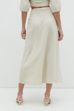 Ingrid Ruched Midaxi Skirt - Beige