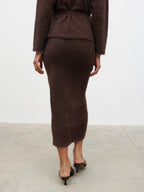 Isabella Fluffy Knit Midaxi Skirt - Chocolate