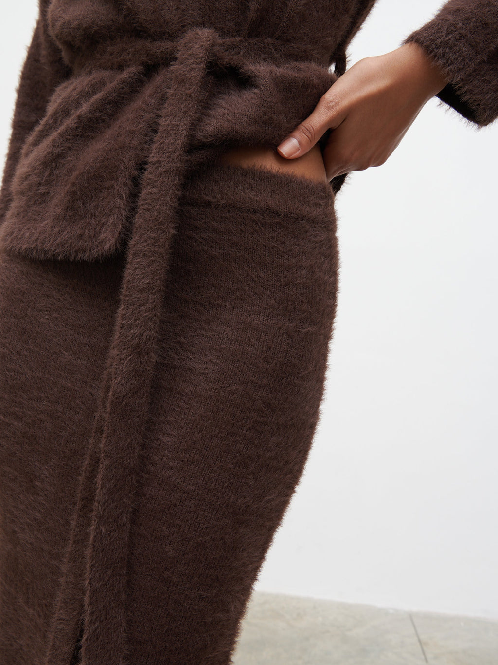 Isabella Fluffy Knit Midaxi Skirt - Chocolate