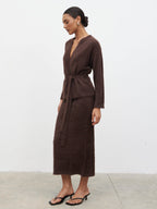 Isabella Fluffy Knit Midaxi Skirt - Chocolate
