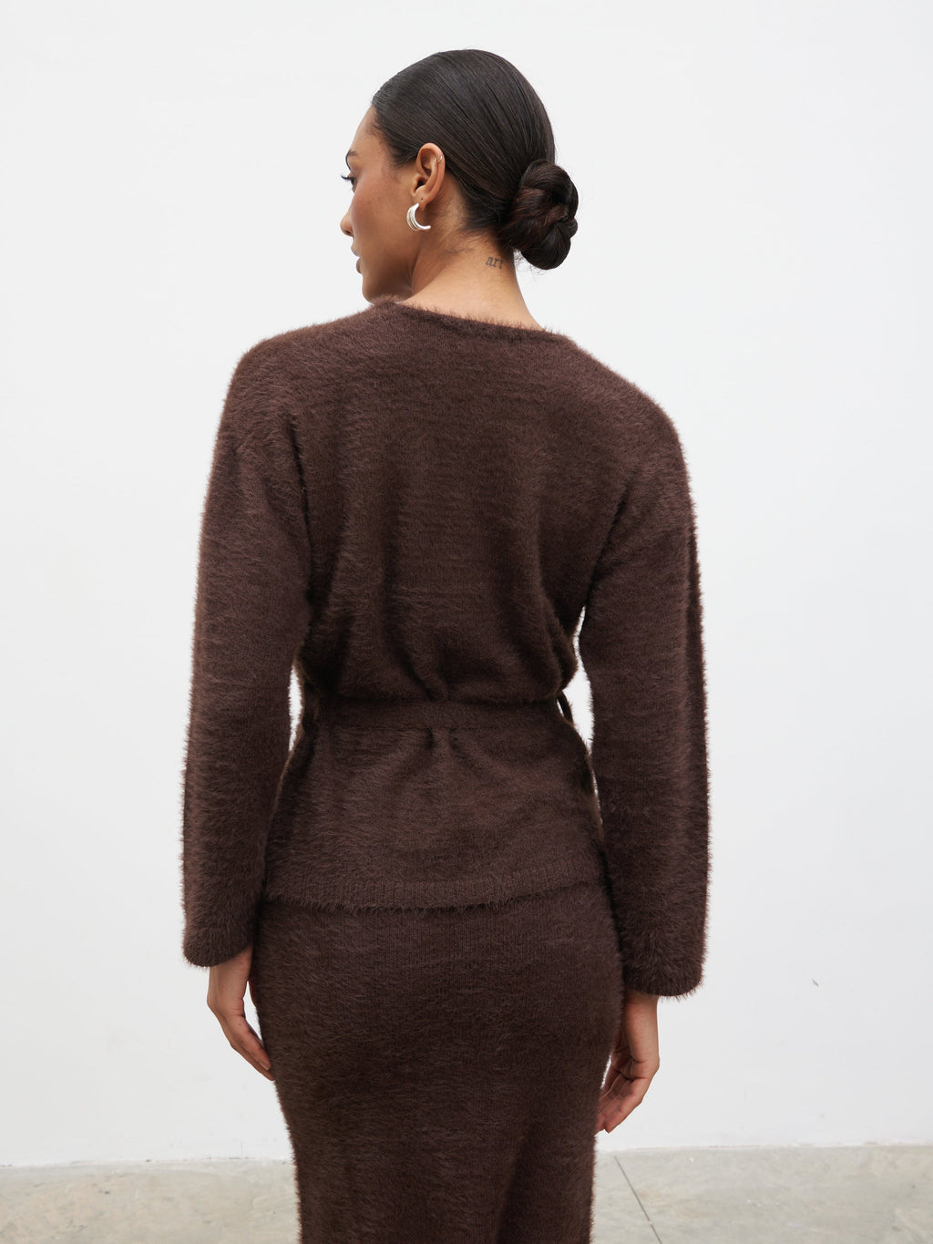 Isabella Fluffy Knit Midaxi Skirt - Chocolate