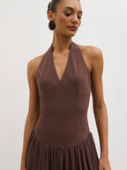 Isadora Drop Waist Maxi Dress - Chocolate Brown