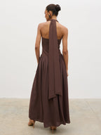 Isadora Drop Waist Maxi Dress - Chocolate Brown