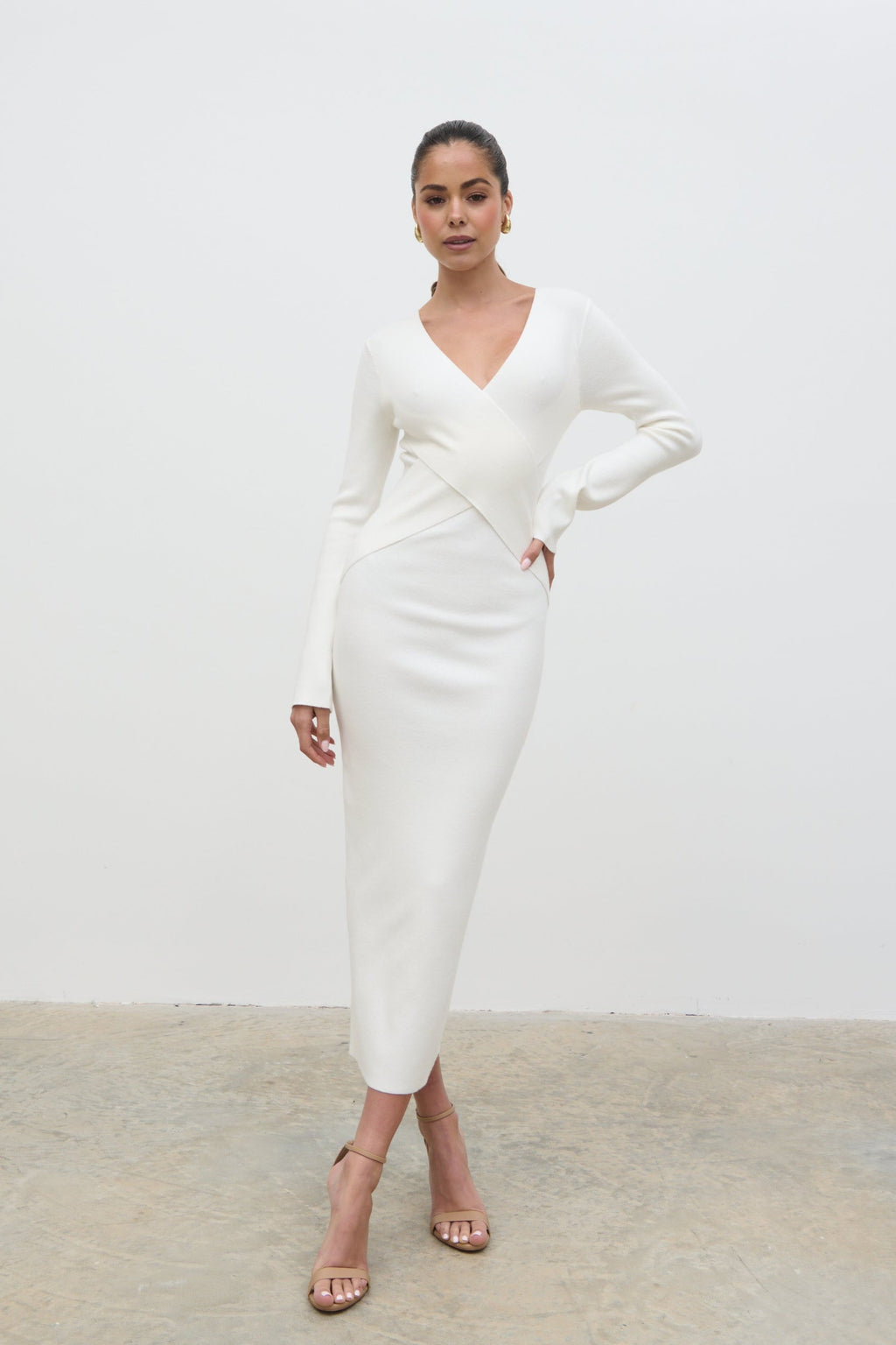 Jacklin Wrap Midaxi Dress - Cream