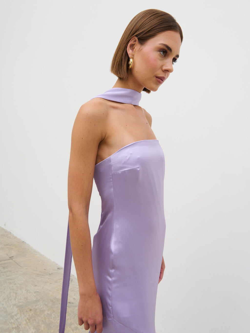 Jai Bandeau Neck Tie Maxi Dress - Lilac