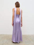 Jai Bandeau Neck Tie Maxi Dress - Lilac