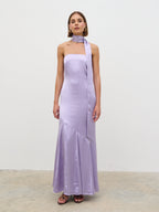 Jai Bandeau Neck Tie Maxi Dress - Lilac