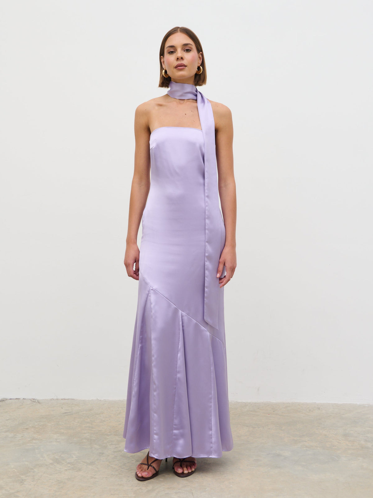 Jai Bandeau Neck Tie Maxi Dress - Lilac