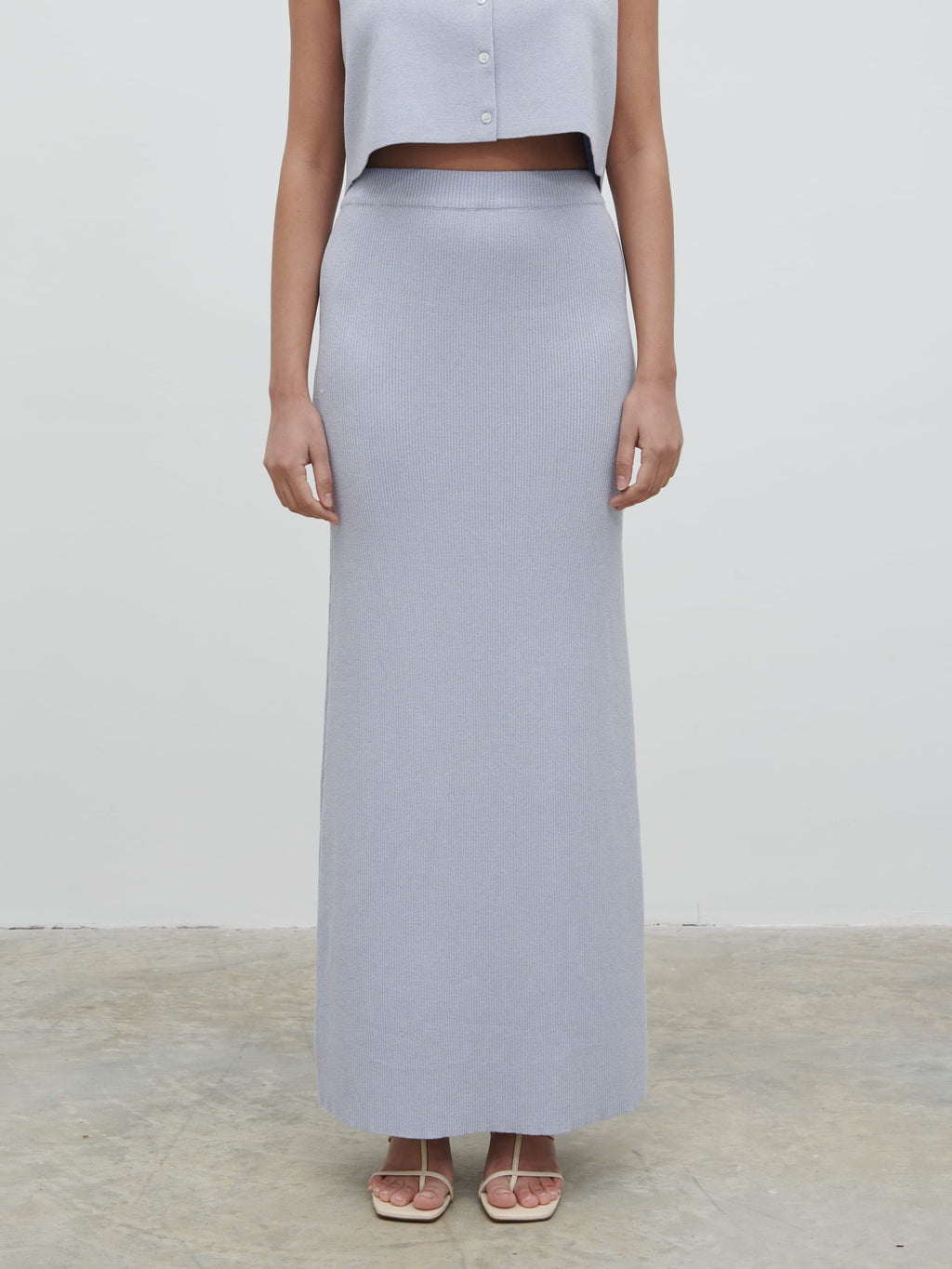 Jasmin Knit Maxi Skirt - Blue Marl