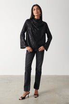 Jayda Sequin Blouse - Black