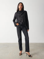 Jayda Sequin Blouse - Black