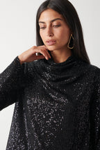 Jayda Sequin Blouse - Black