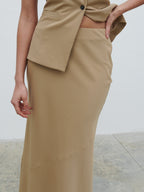 Jean Asymmetric Maxi Skirt - Camel Beige