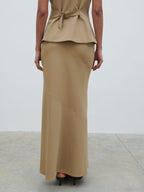 Jean Asymmetric Maxi Skirt - Camel Beige