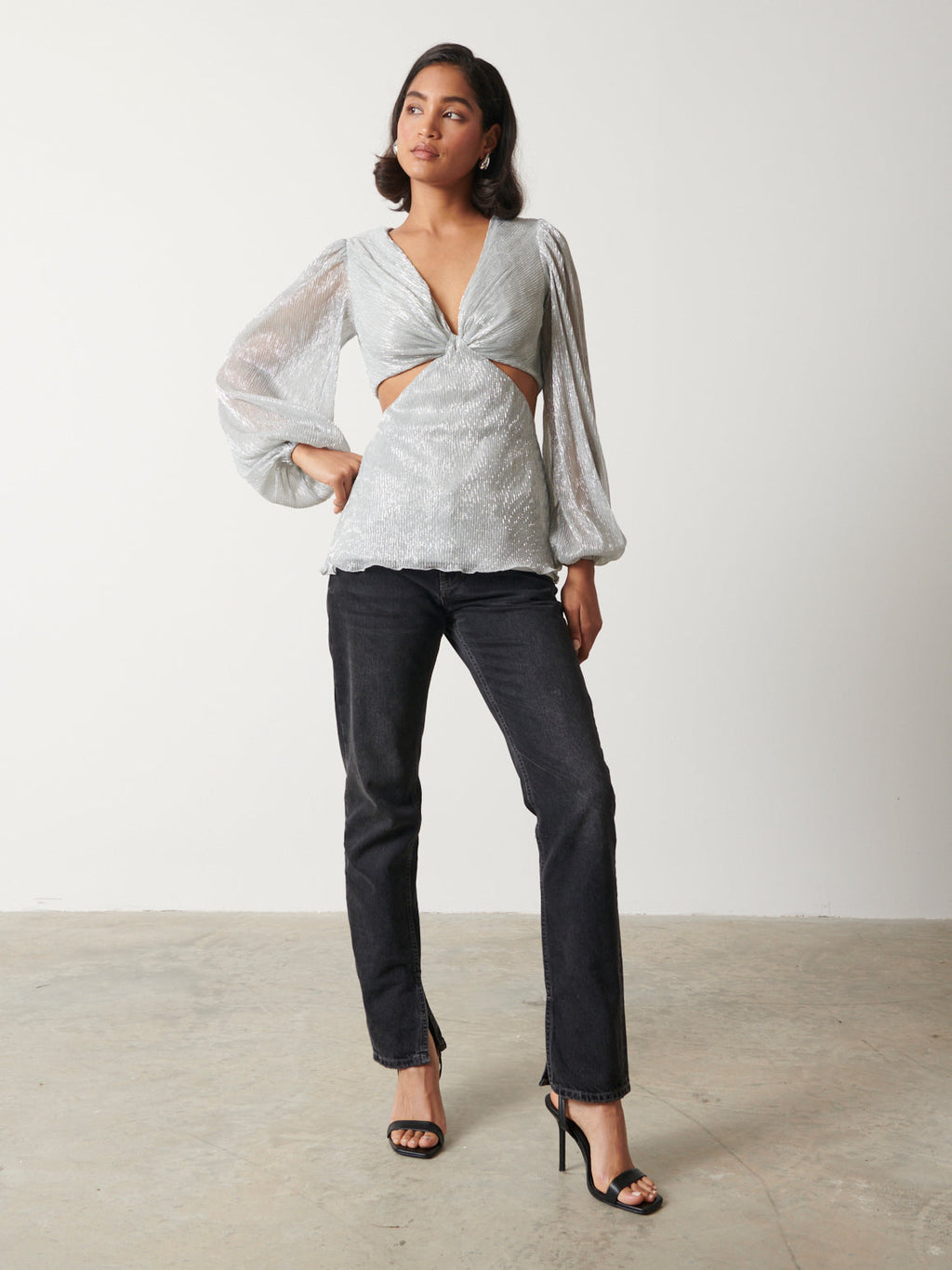 Josie Metallic Blouse - Silver