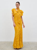 Katelynn Frill Jacquard Maxi Dress - Yellow Ochre