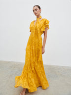Katelynn Frill Jacquard Maxi Dress - Yellow Ochre