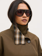 Katie Funnel Neck Short Trench - Camel