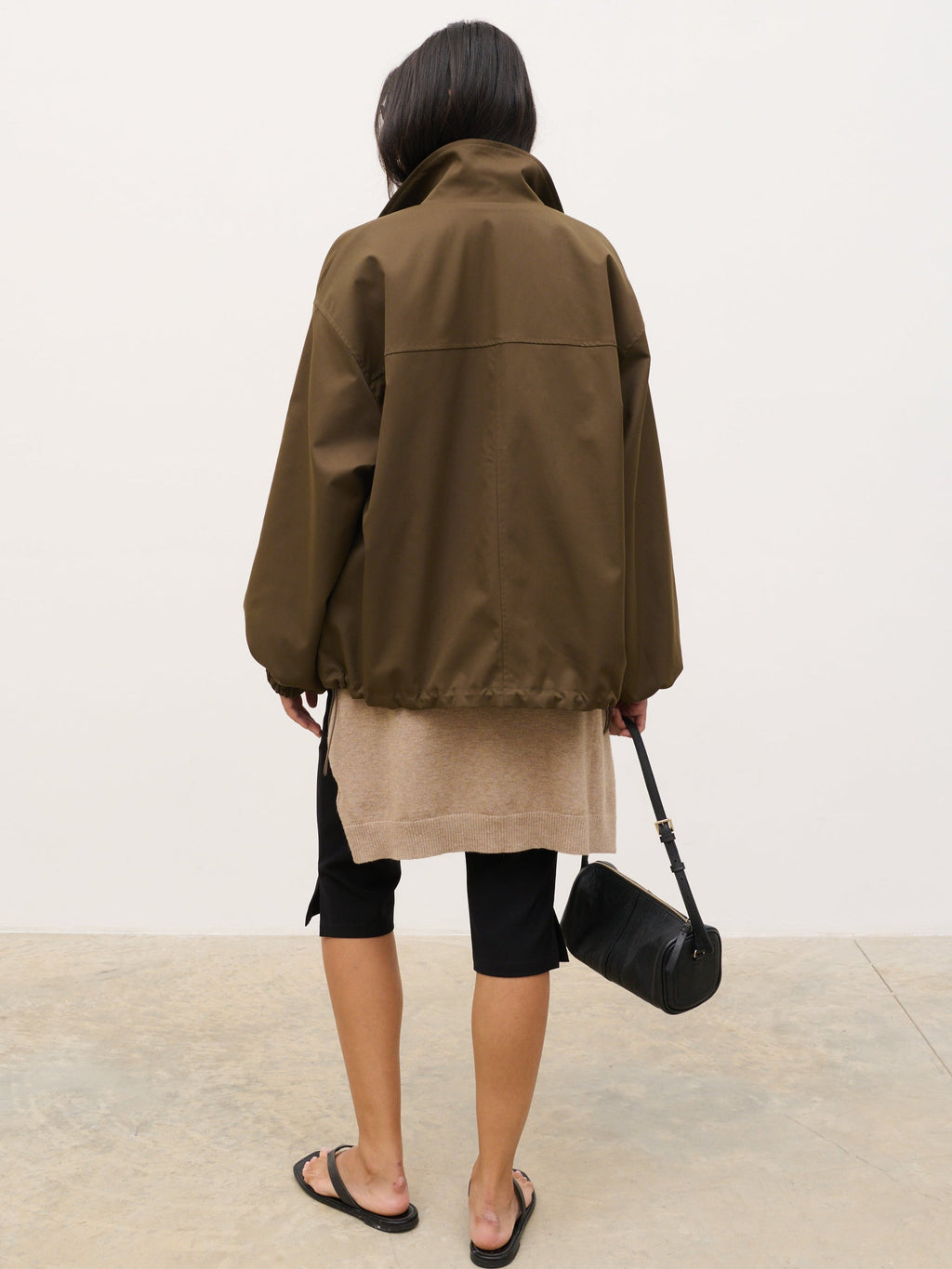 Katie Funnel Neck Short Trench - Camel