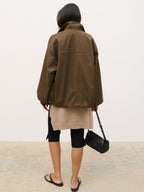 Katie Funnel Neck Short Trench - Camel
