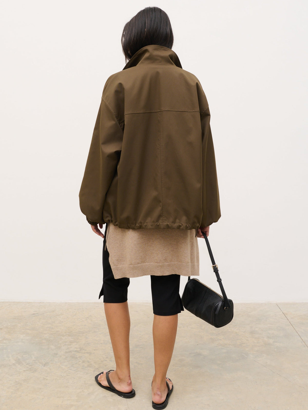 Katie Funnel Neck Short Trench - Camel