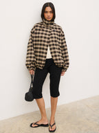 Katie Funnel Neck Short Trench - Camel