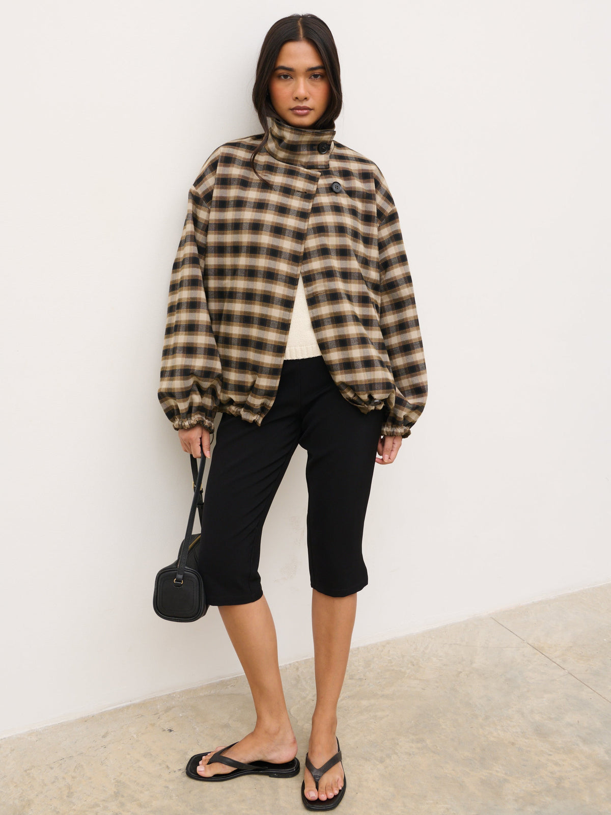 Katie Funnel Neck Short Trench - Camel