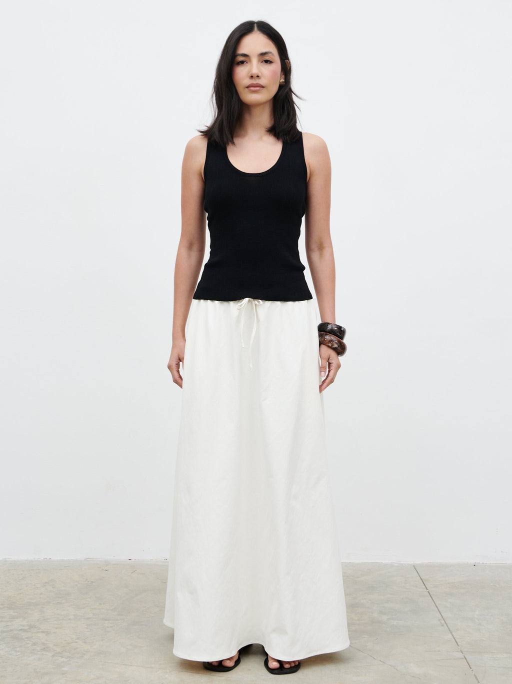 Kennedi Drawstring Maxi Skirt - Cream