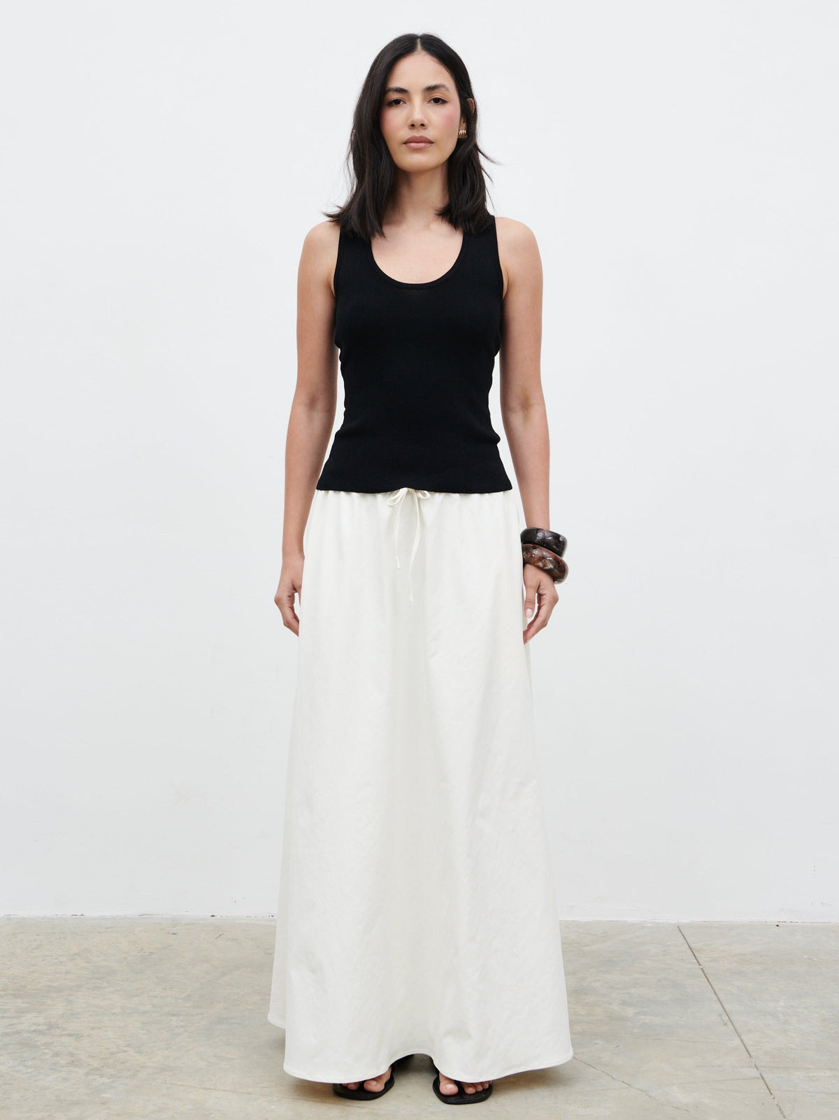 Kennedi Drawstring Maxi Skirt - Cream