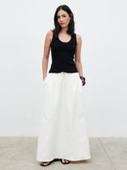 Kennedi Drawstring Maxi Skirt - Cream