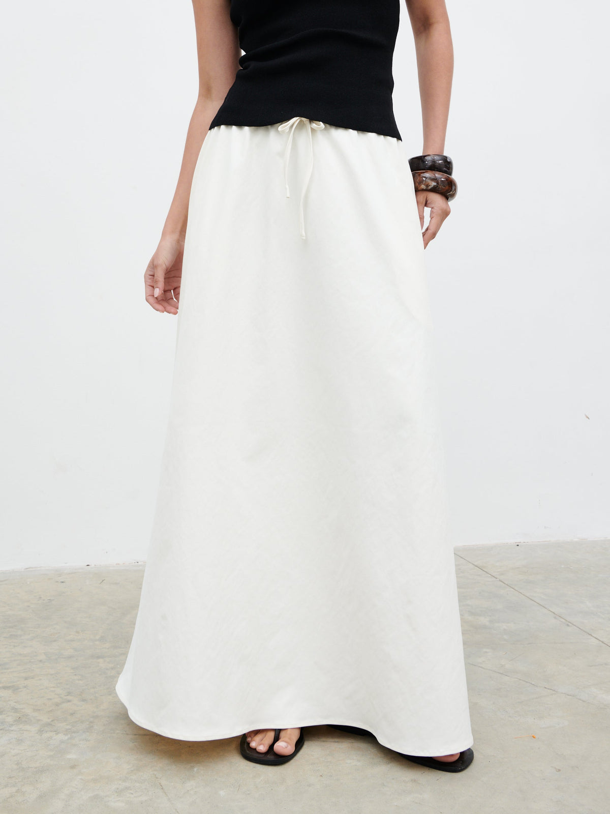 Kennedi Drawstring Maxi Skirt - Cream