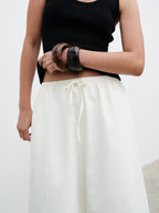 Kennedi Drawstring Maxi Skirt - Cream