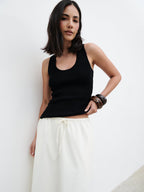 Kennedi Drawstring Maxi Skirt - Cream