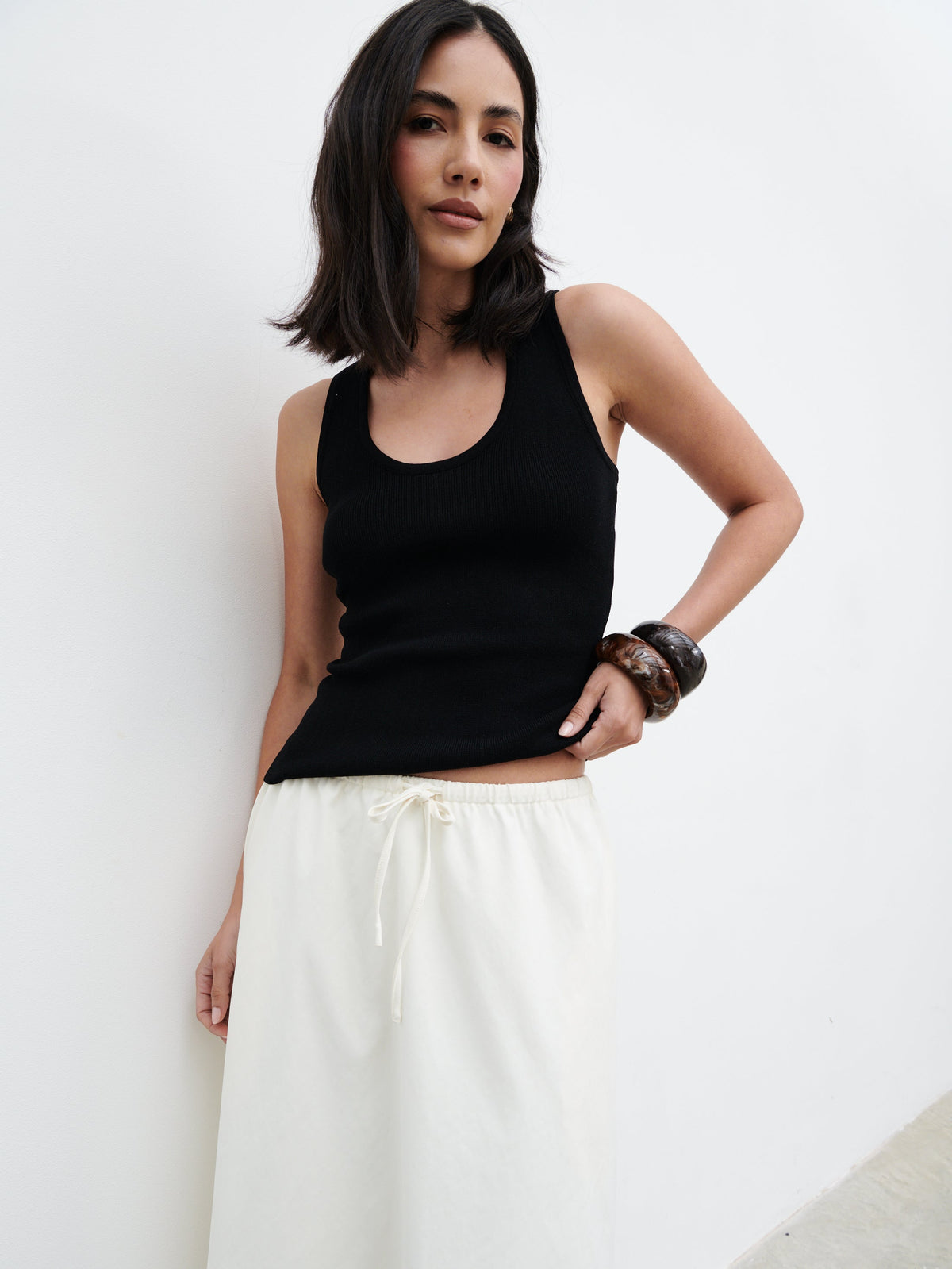 Kennedi Drawstring Maxi Skirt - Cream