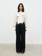 Kesia Jacquard Bow Blouse - Cream