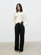 Kesia Jacquard Bow Blouse - Cream