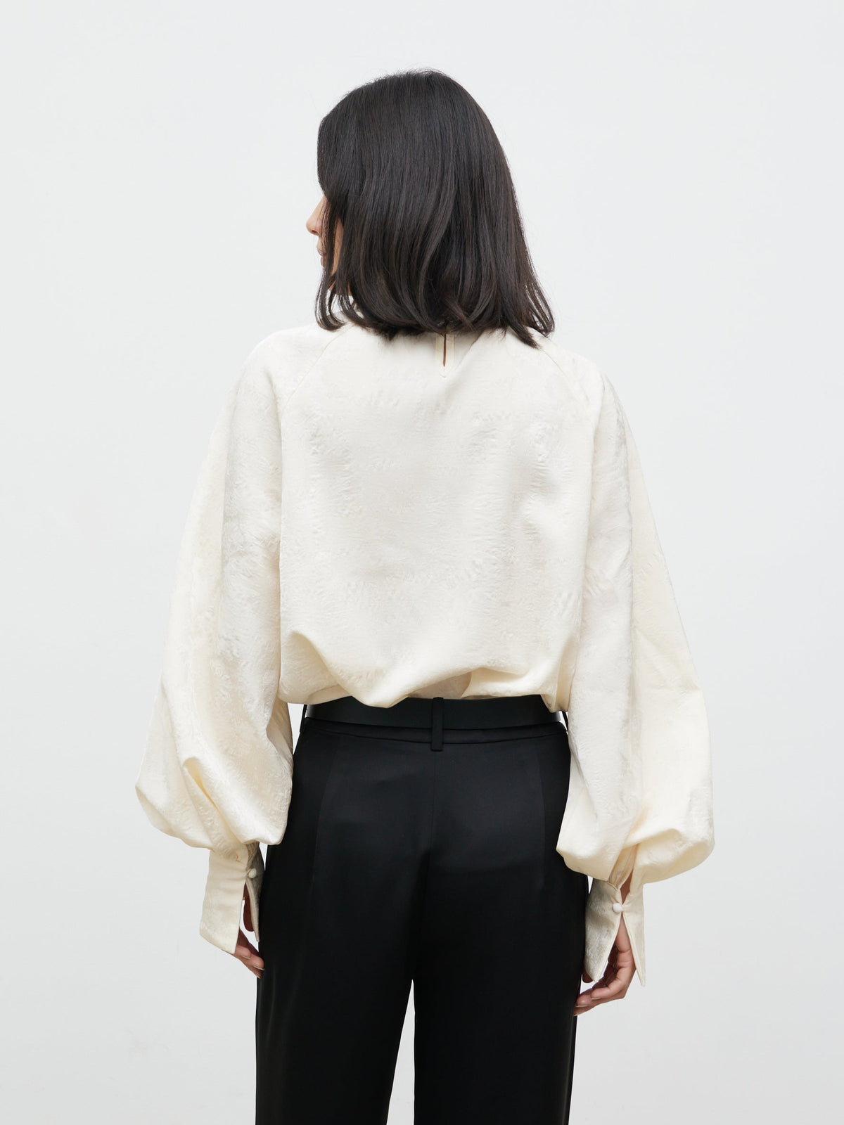 Kesia Jacquard Bow Blouse - Cream