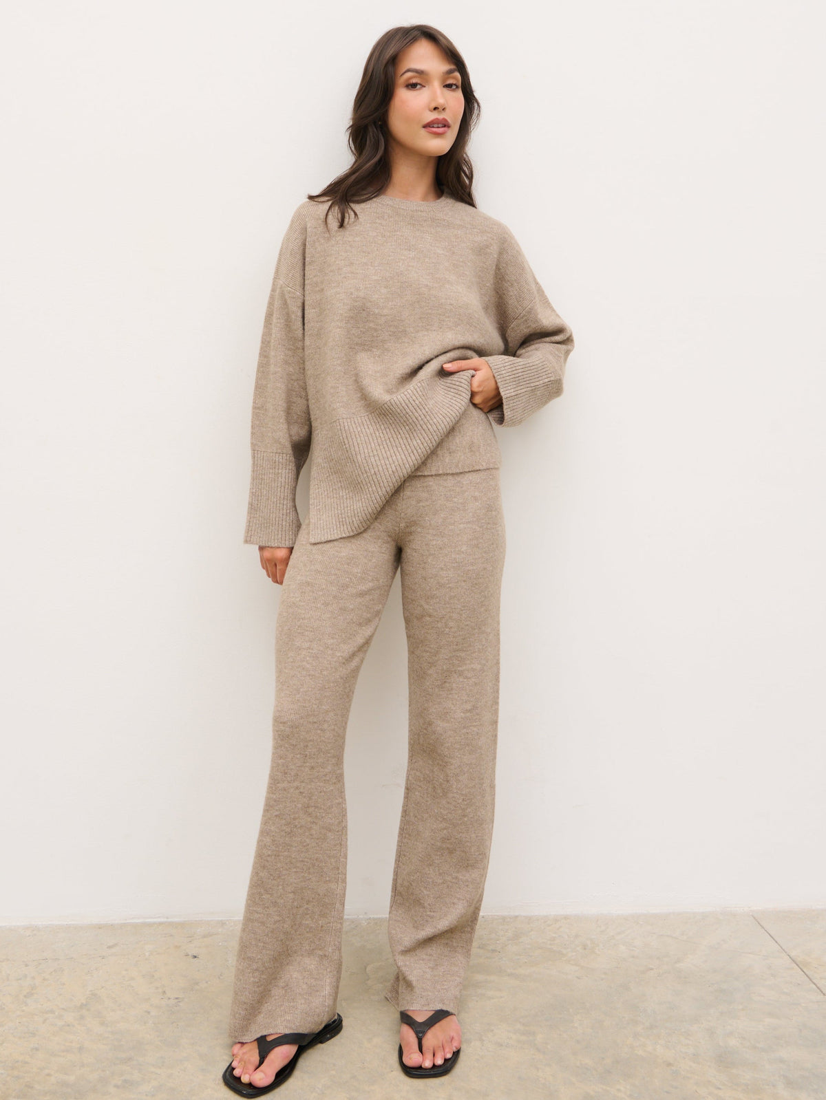 Kimberley Knit Trousers - Mushroom