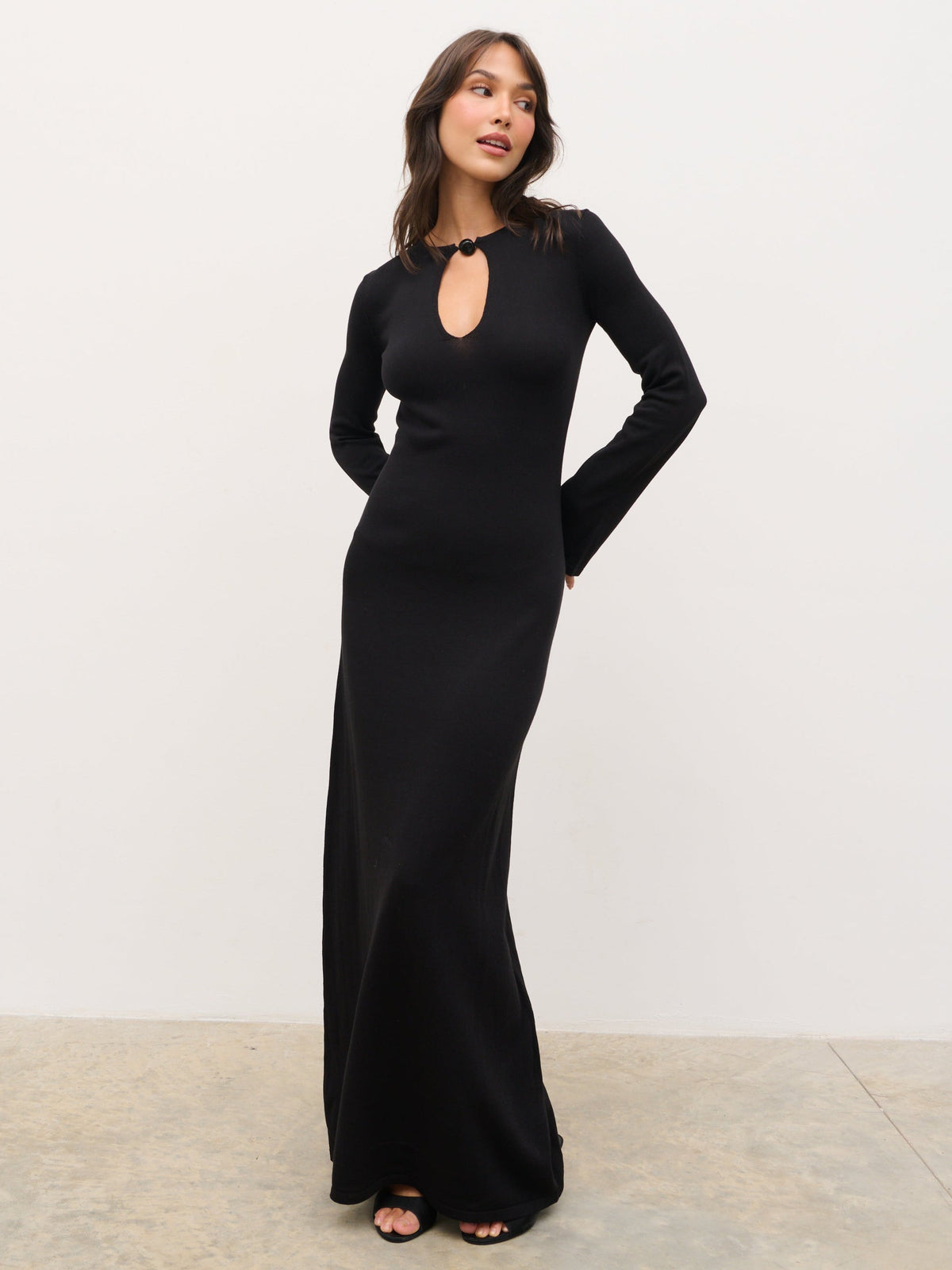 Koa Trim Detail Knit Maxi Dress - Black