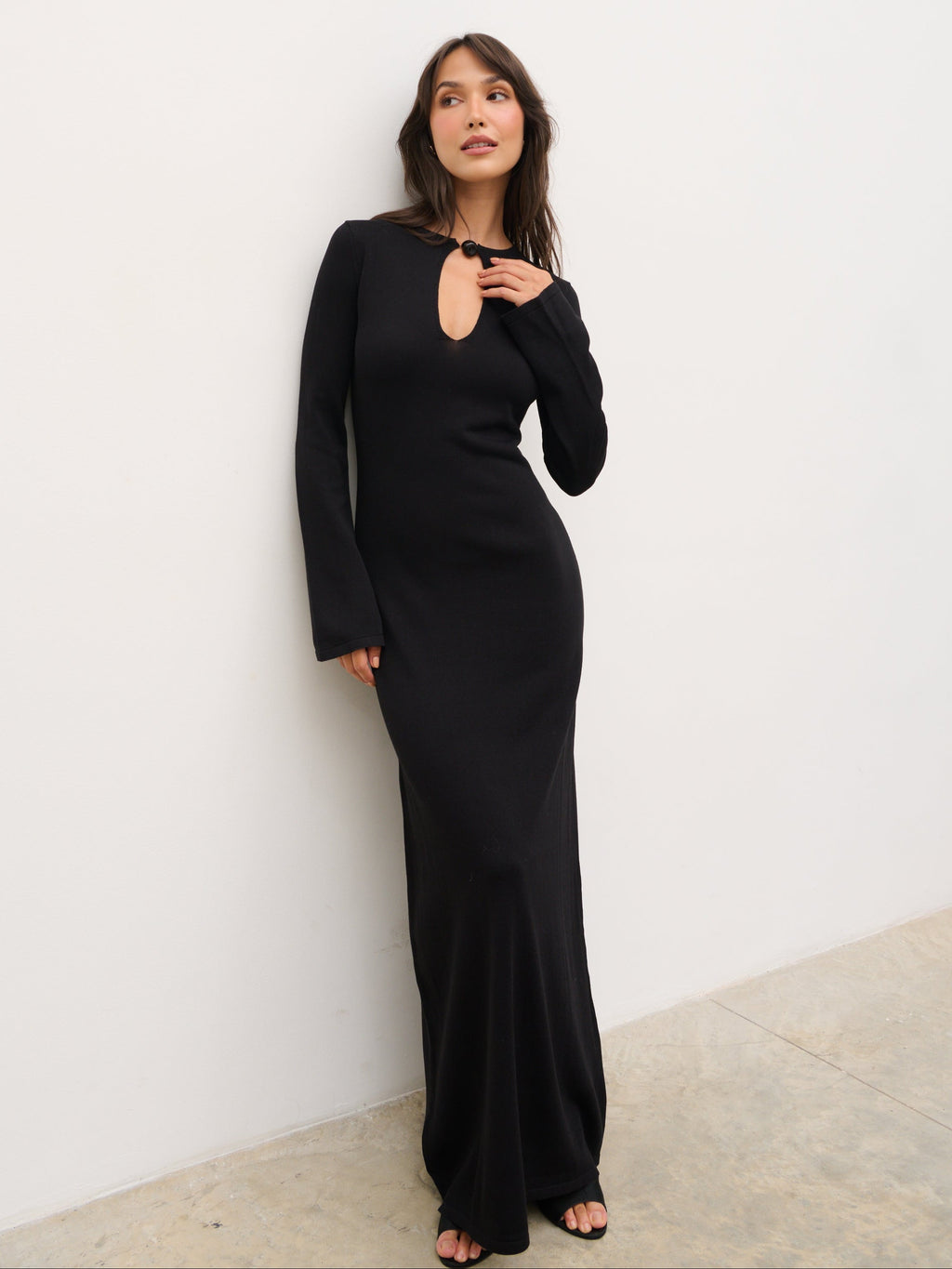 Koa Trim Detail Knit Maxi Dress - Black