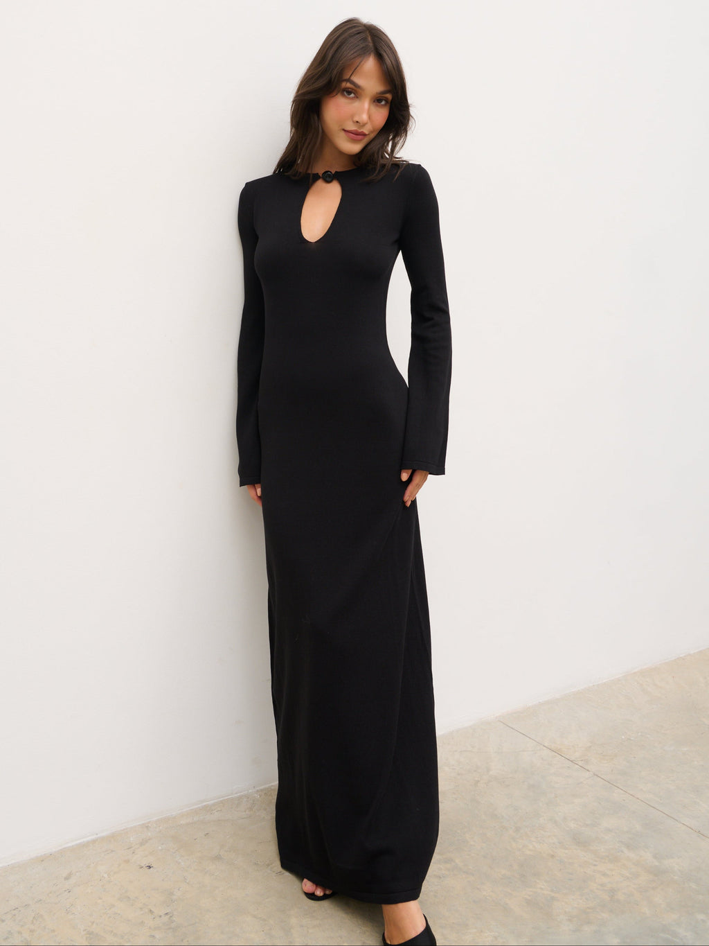 Koa Trim Detail Knit Maxi Dress - Black