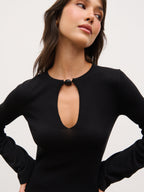 Koa Trim Detail Knit Maxi Dress - Black