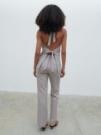 Laria Tailored Backless Top - Stone