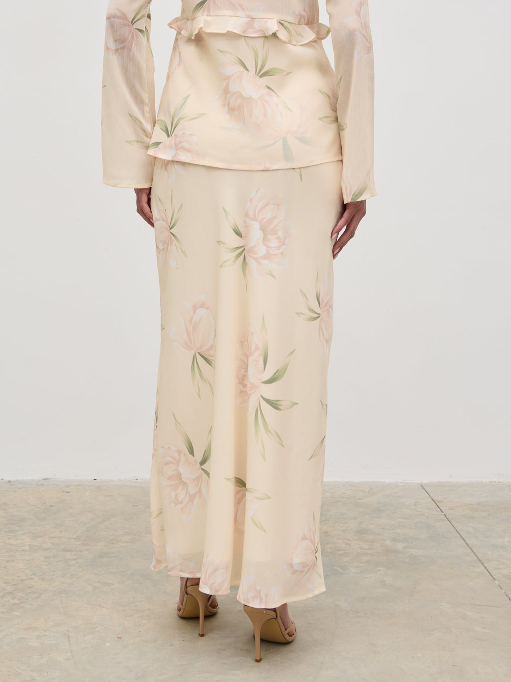 Leoni Maxi Skirt - Cream Floral