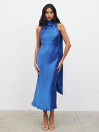 Lethe Drape Scarf Midaxi Dress - Colbalt Blue