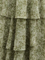 Lissy Ruffle Midaxi Dress - Green Abstract Print