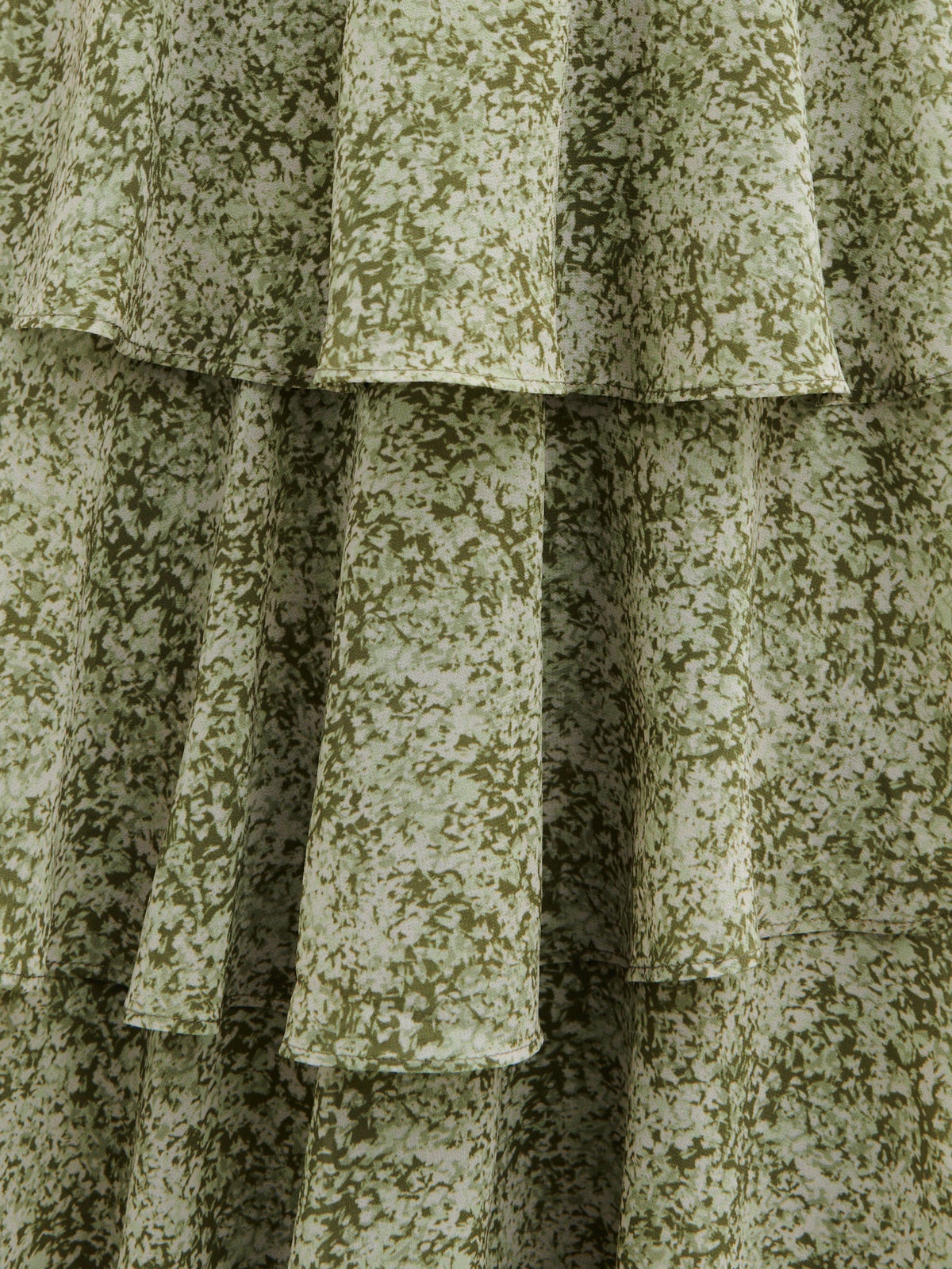 Lissy Ruffle Midaxi Dress - Green Abstract Print